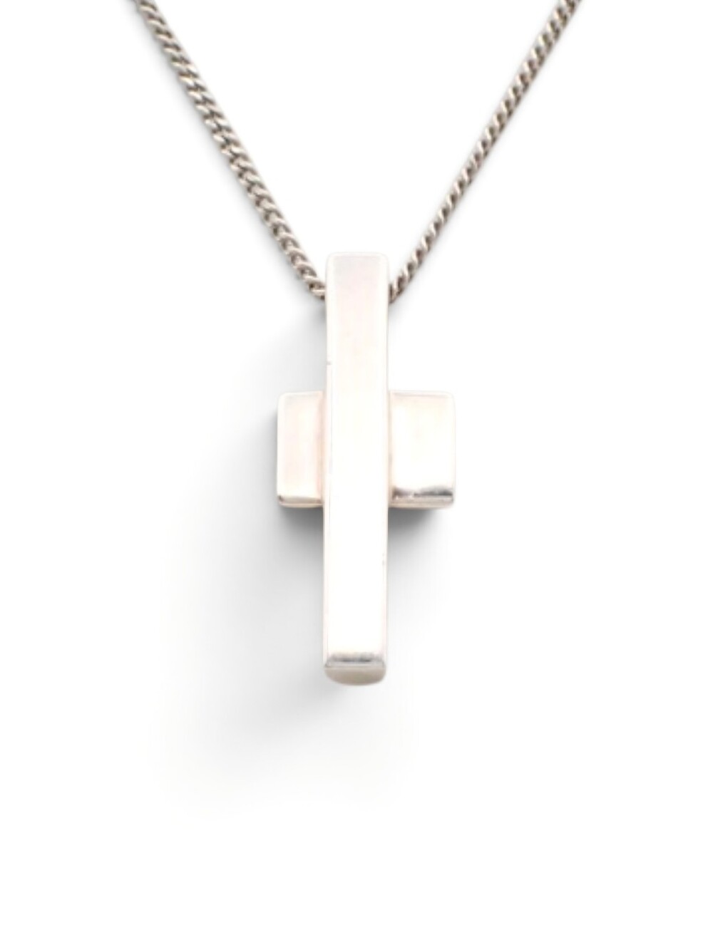 Gucci 925 Silver Abstrsc5 Cross Pendant Necklace